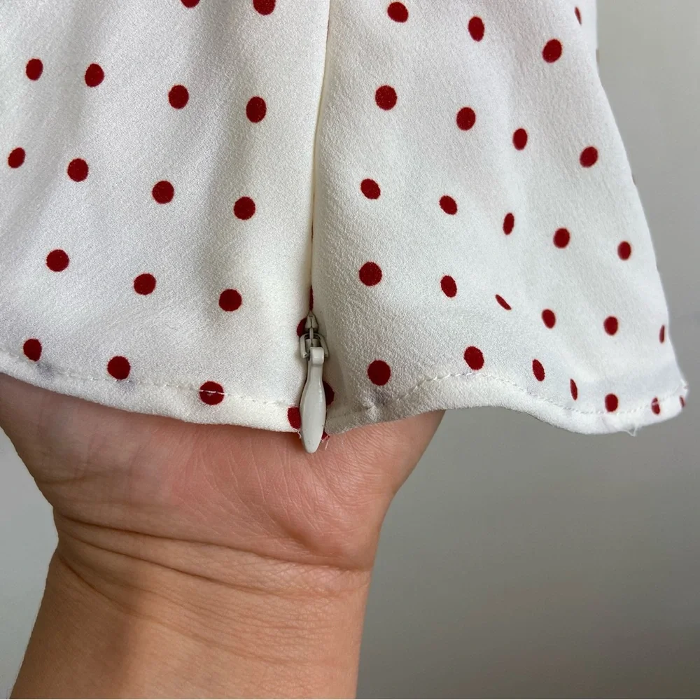 Talbots White Cream Red Polka Dot Peplum Blouse Business Casual Office Size 8‎ - Picture 7 of 10